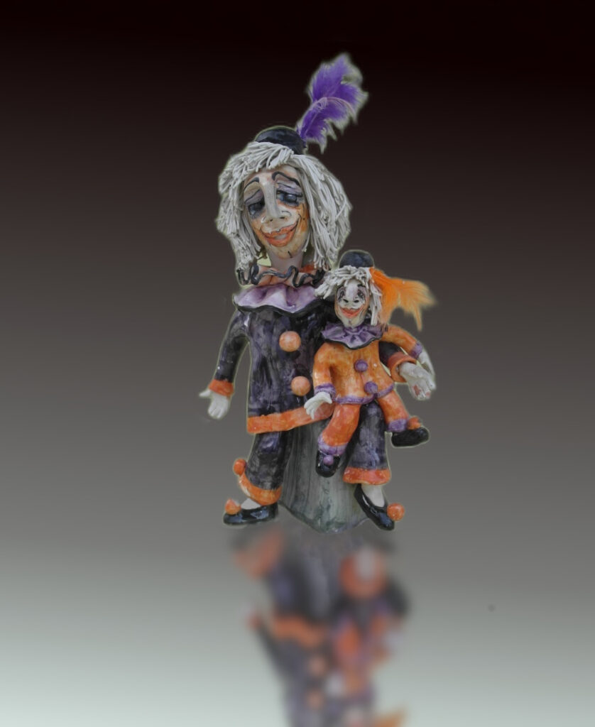 Pierrot mit Kind Fasnachtsfigur