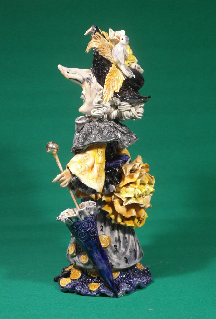 Basler Fasnachtsfigur Alti Dante mit Schirm 2